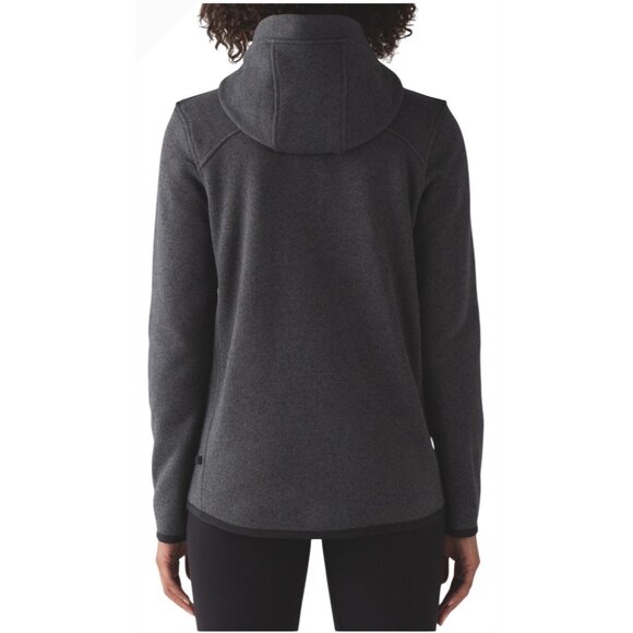 Lululemon Its Fleecing Cold Heathered Black 1/4 Zip Pullover Hoodie Sz 8 Pockets - Picture 2 of 9